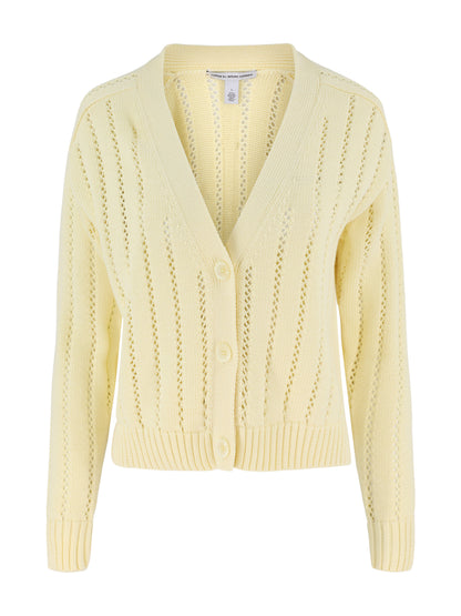 Autumn Cashmere Cropped V-Neck Cardigan With Pointelle Ladder Stitch (More Colors)