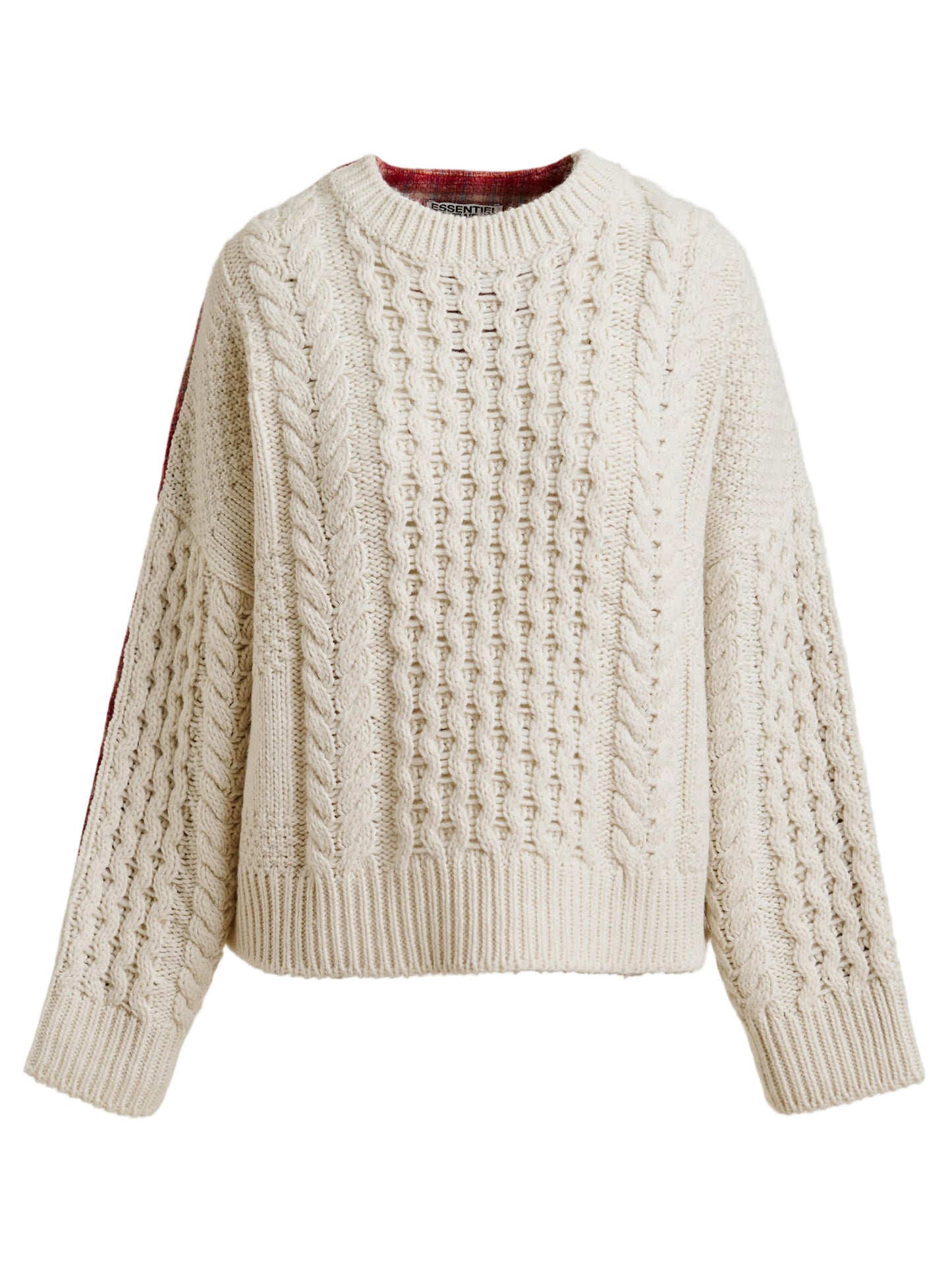 Essentiel Antwerp Iface Pullover Wool-Blend Sweater With Checked Back Panel