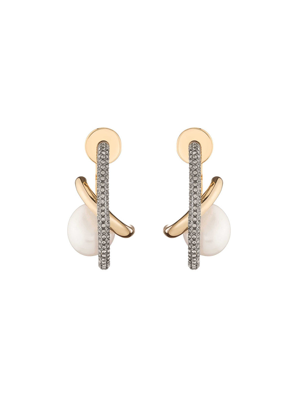 Demarson Waverly Earrings in Gold/Gunmetal/White