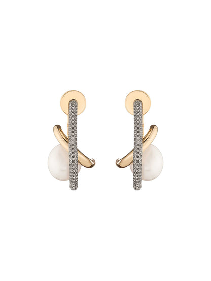 Demarson Waverly Earrings in Gold/Gunmetal/White