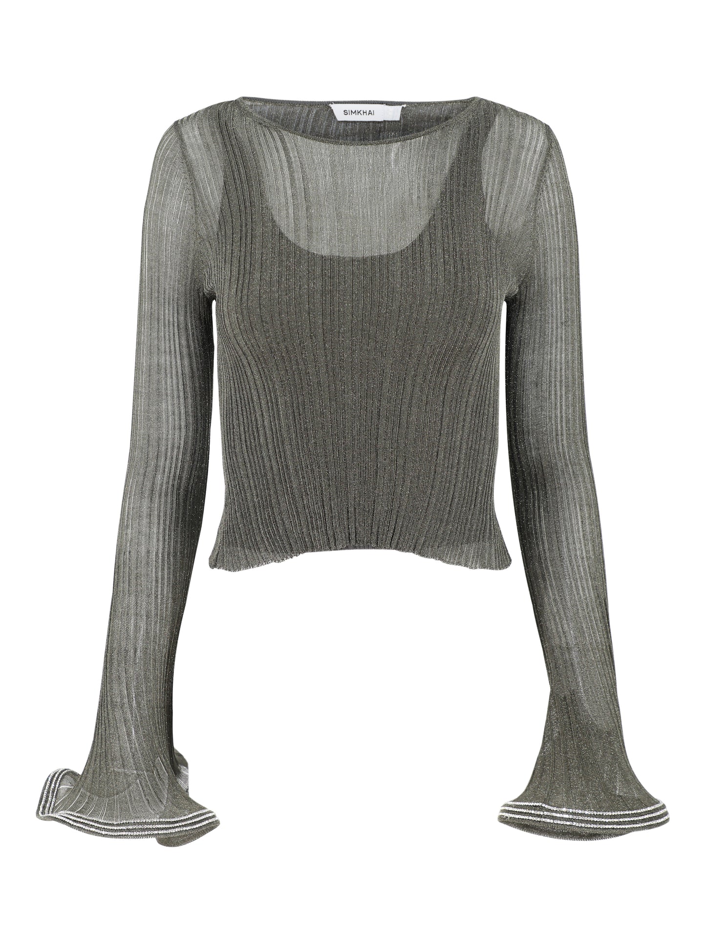 Simkhai Maebry Crewneck Top in Gun Metal