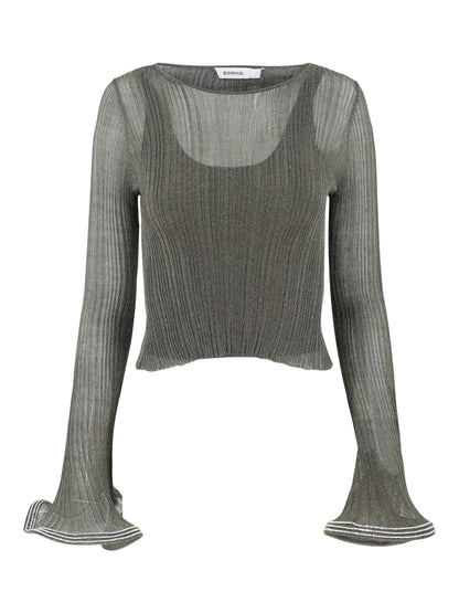 Simkhai Maebry Crewneck Top in Gun Metal