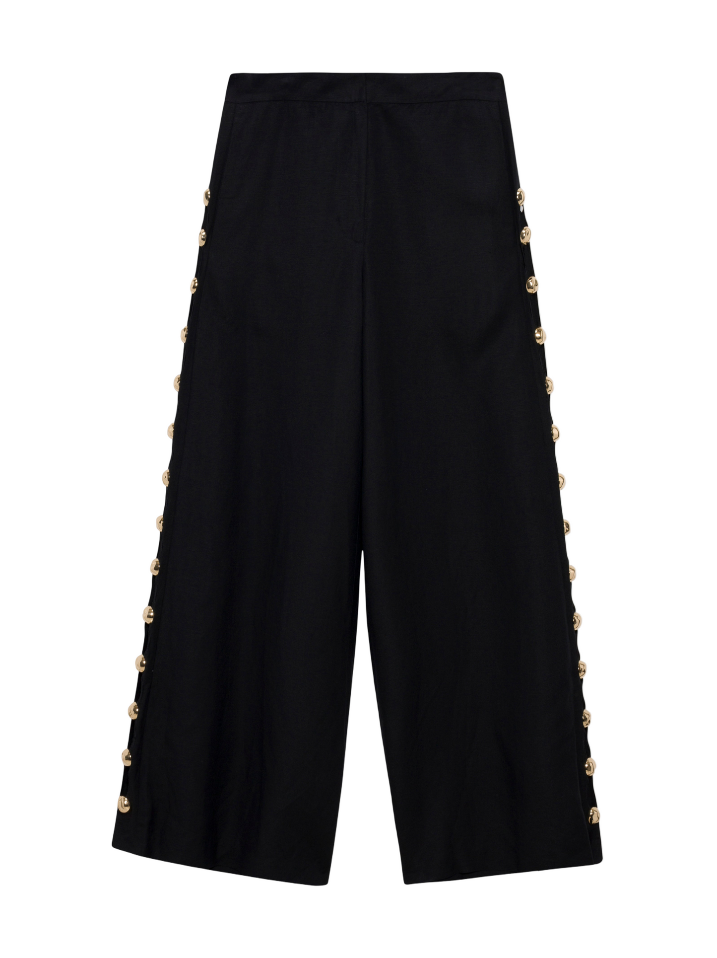 Simkhai Cayman Studded Linen Wide Leg Pant in Black