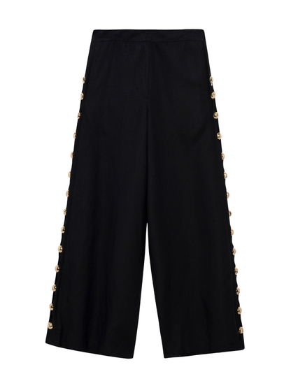 Simkhai Cayman Studded Linen Wide Leg Pant in Black