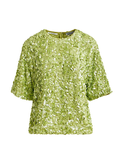Essentiel Antwerp Juli Sequin Top in Yellow Ochre