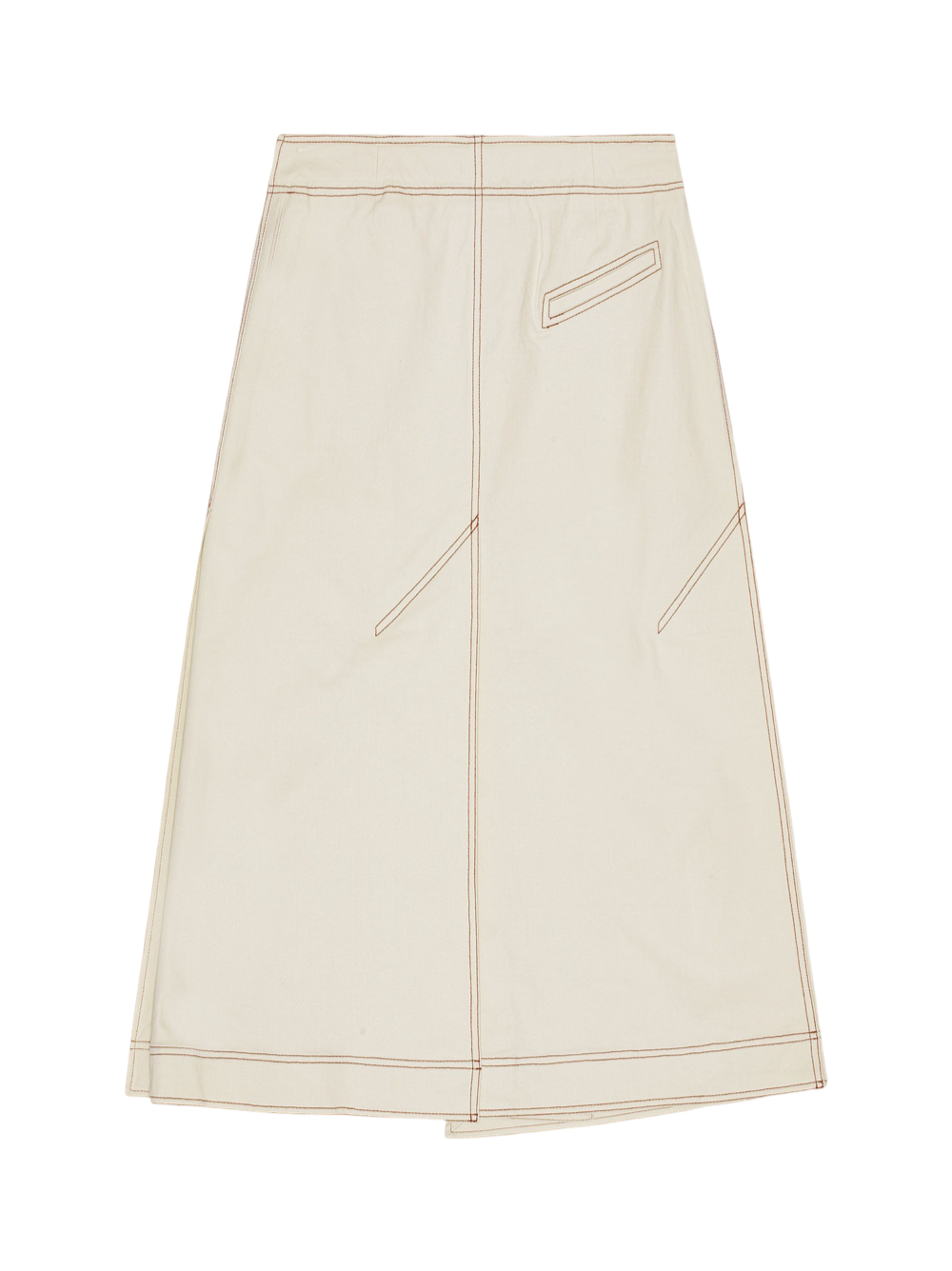 Ganni Herringbone Canvas Long Wrap Skirt in Summer Sand