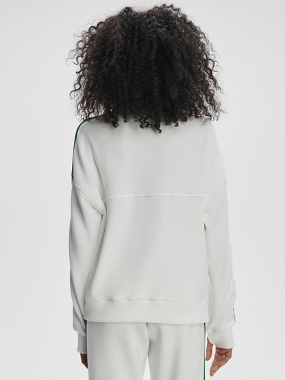Varley Raymar Half Zip Sweat in White/Navy/Forest