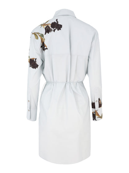 Vince Placed Black Iris Button Down Shirt in Salt Glass