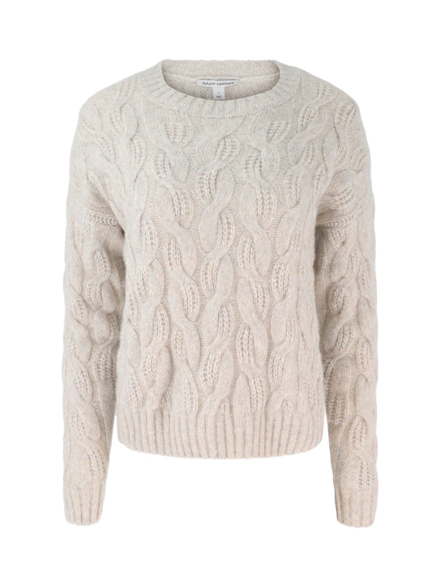 Autumn Cashmere Cable Crew Sweater in Sugar Cane