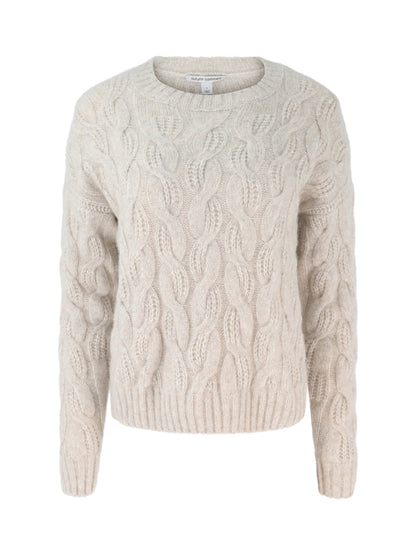 Autumn Cashmere Cable Crew Sweater in Sugar Cane