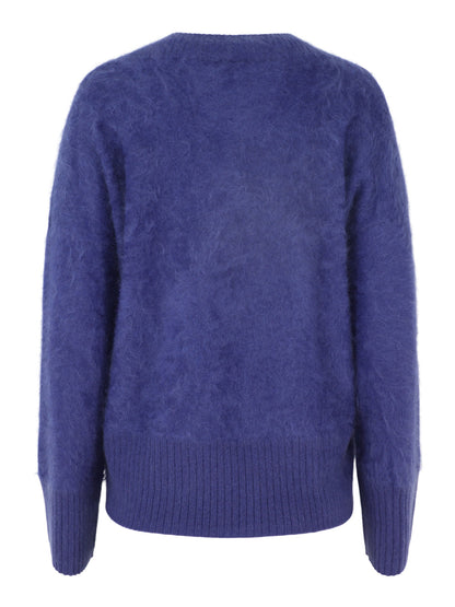 Autumn Cashmere Brushed Boxy V-Neck Sweater in Deep Sea