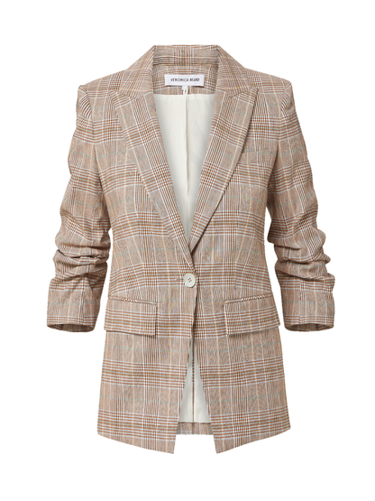 Veronica Beard Clayton Plaid Dickey Jacket in Raisin Multi