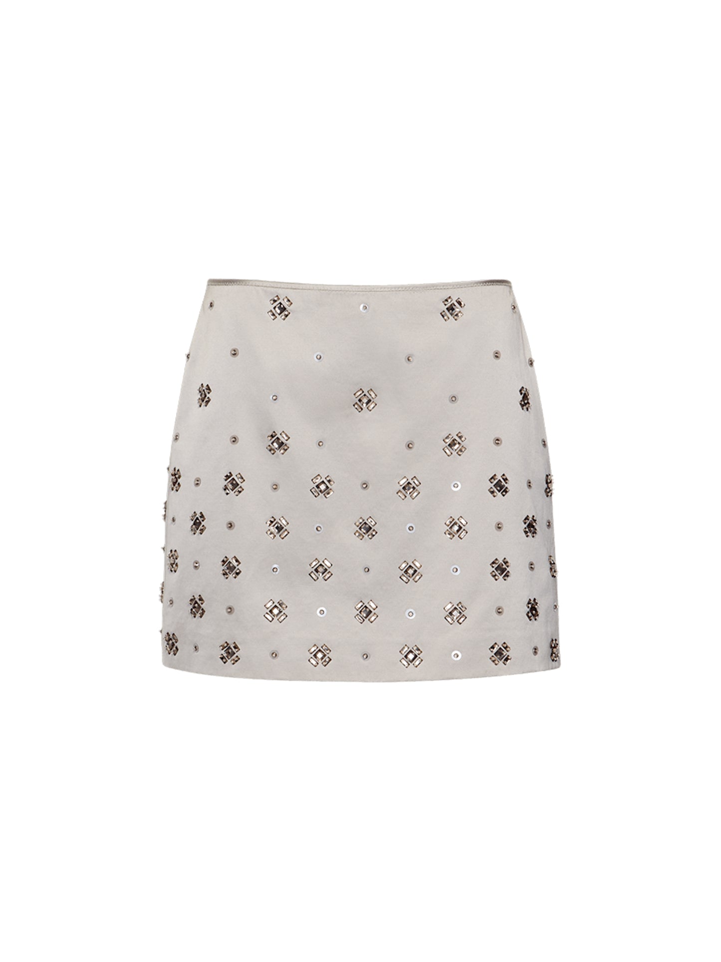 Veronica Beard Olenna Hand-Embroidered Mini Skirt in Silver