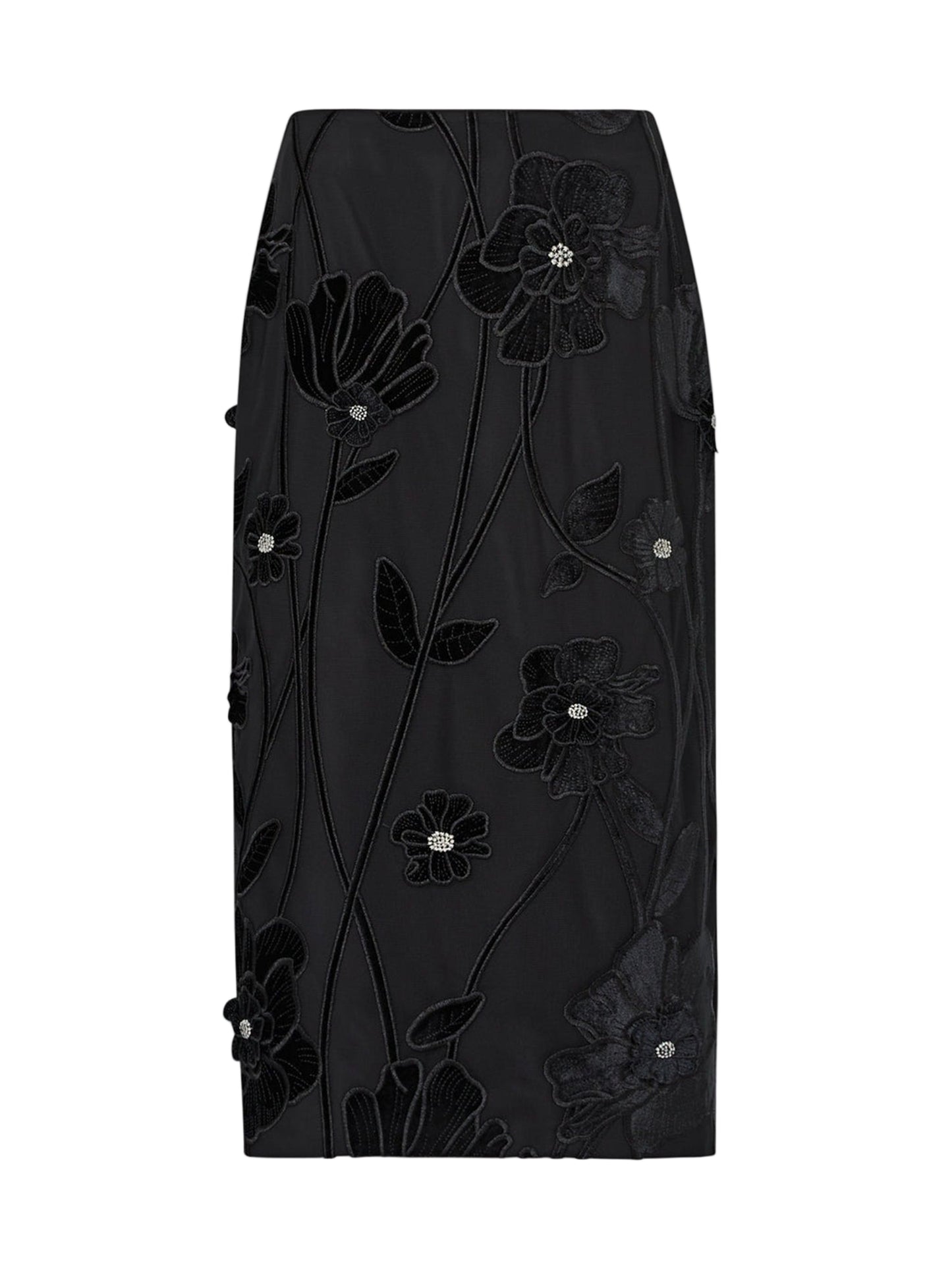 Milly Rory Velvet Fleur Maxi Skirt in Black