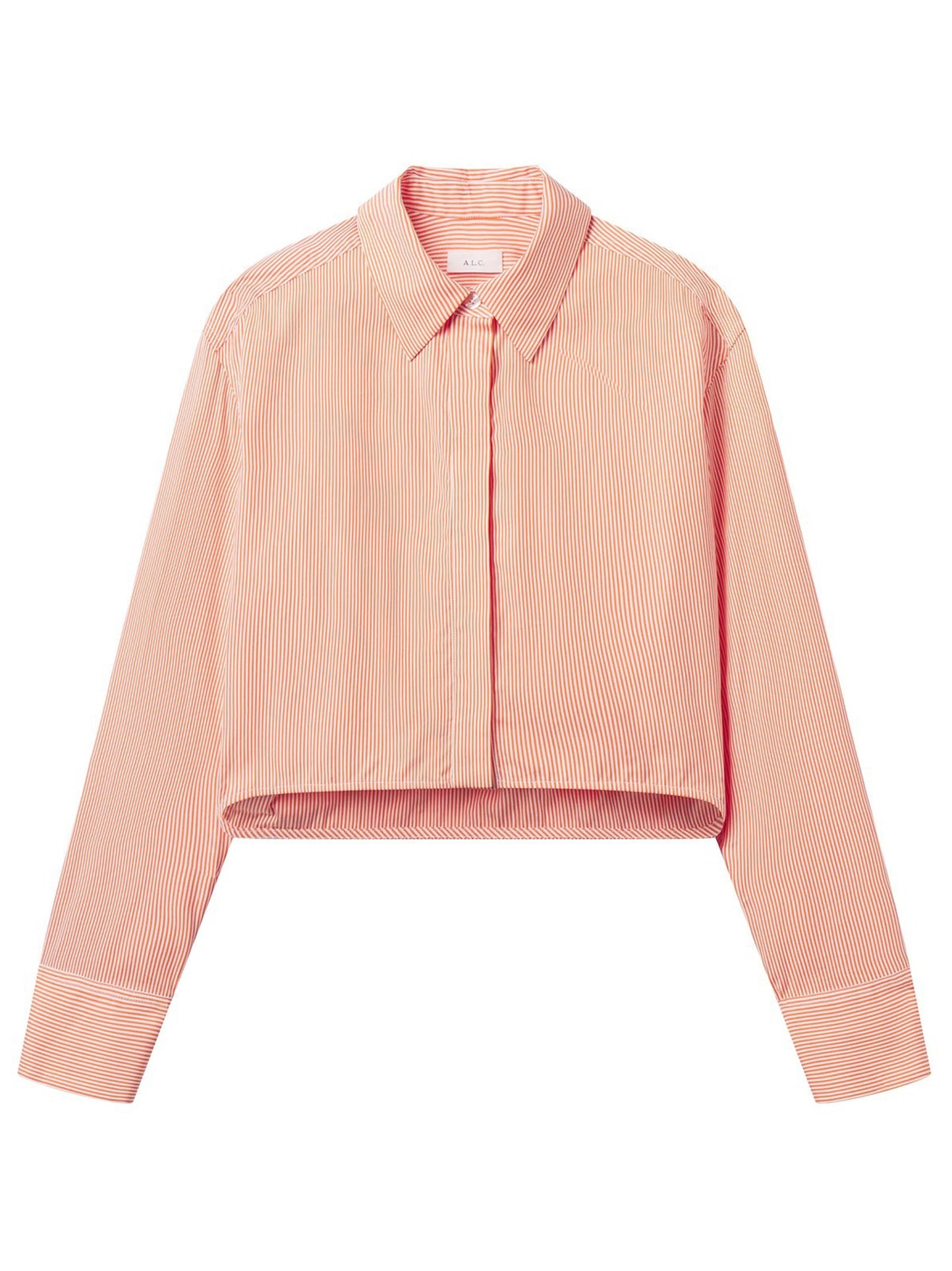ALC Maude Cropped Cotton Stripe Shirt in Persimmon/White