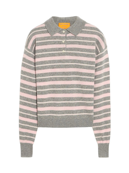 Guest in Residence Collegiate Stripe Polo in Heather Grey Combo
