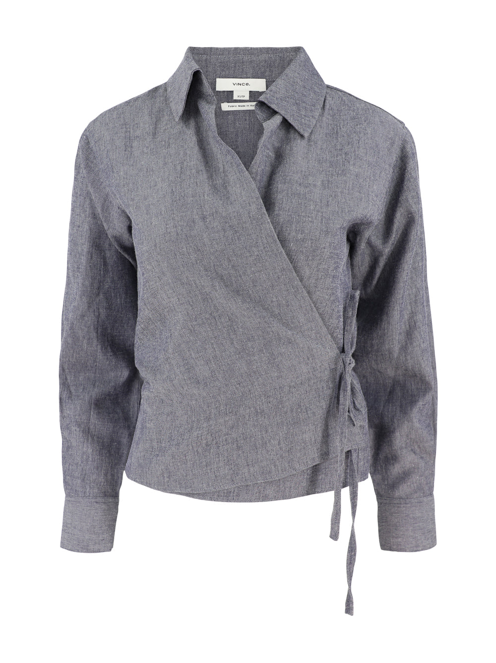 Vince Collared Wrap Top in Mid Indigo