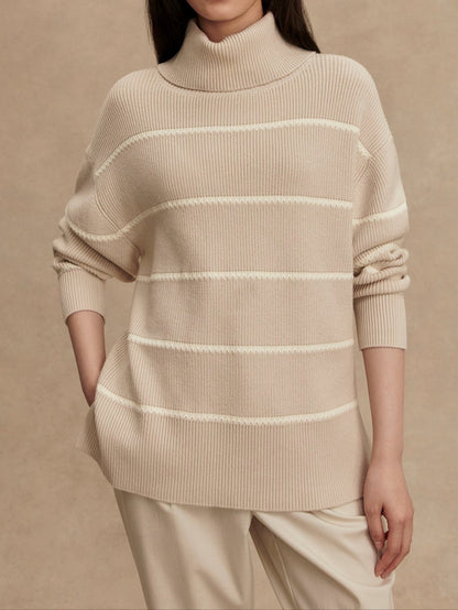 Varley Hamish Stitch Knit Sweater in Silver Birch