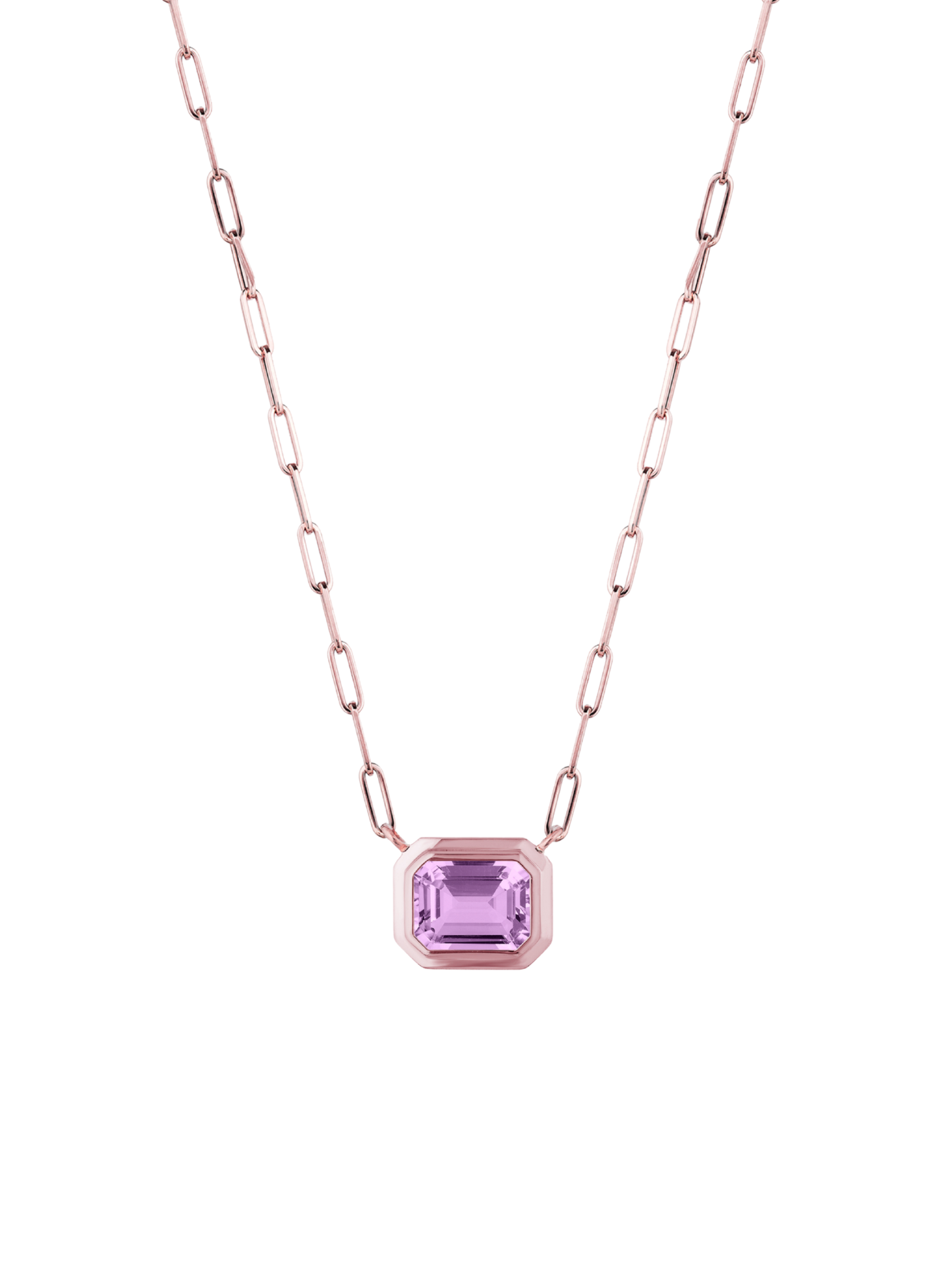 Goshwara The Manhattan Collection East-West Emerald Cut Bezel Pendant in Rose Gold
