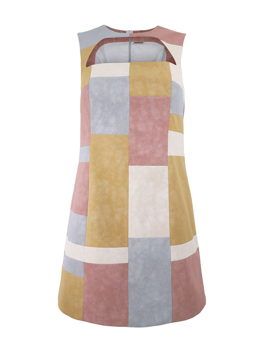 Alexis Enzie Suede Shift Dress in Patchwork