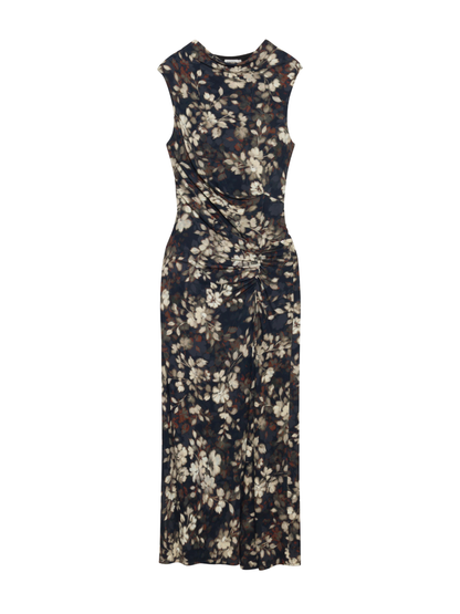 Simkhai Acacia Draped Jersey Midi Dress in Black Multi