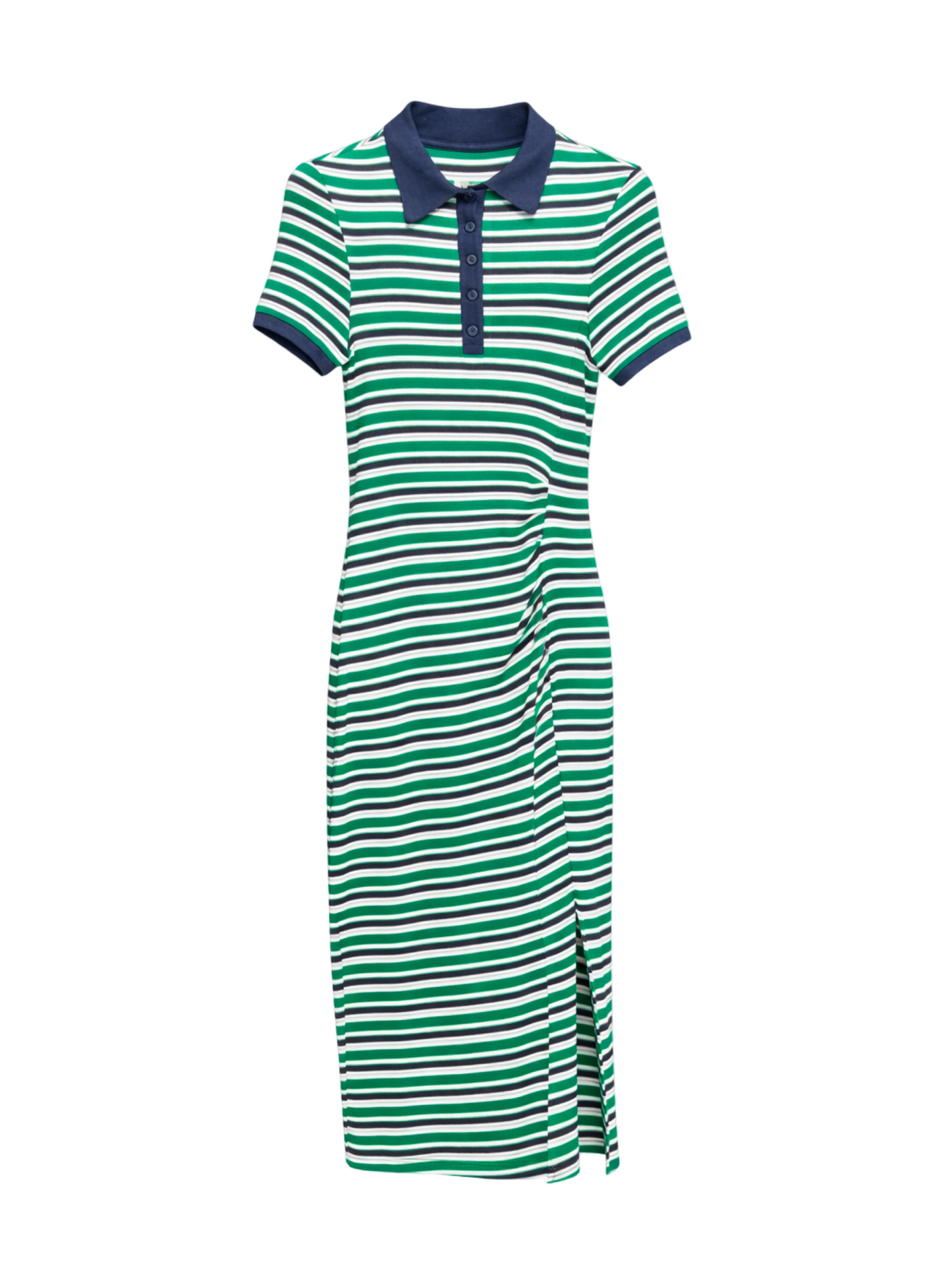 Simkhai Shelby Knit Polo Midi Dress in Kelly Green Stripe