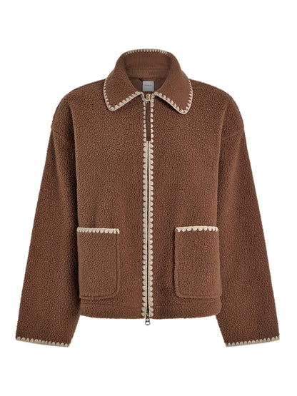 Varley Ruiko Zip Through Fleece in Cocoa Dust