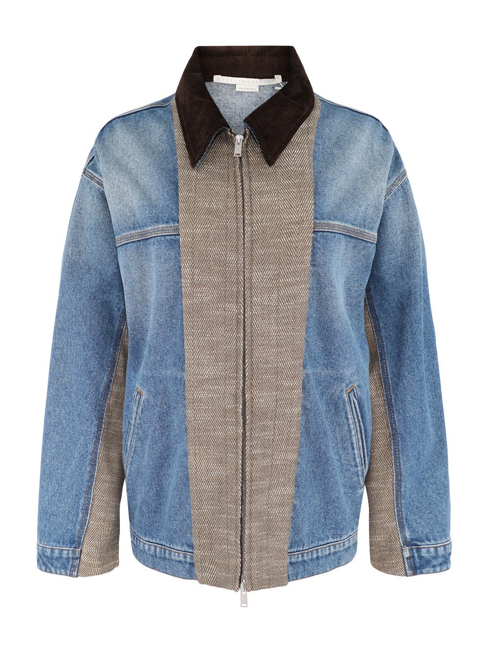 Stella McCartney Tweed And Denim Jacket in Vintage Blue Denim