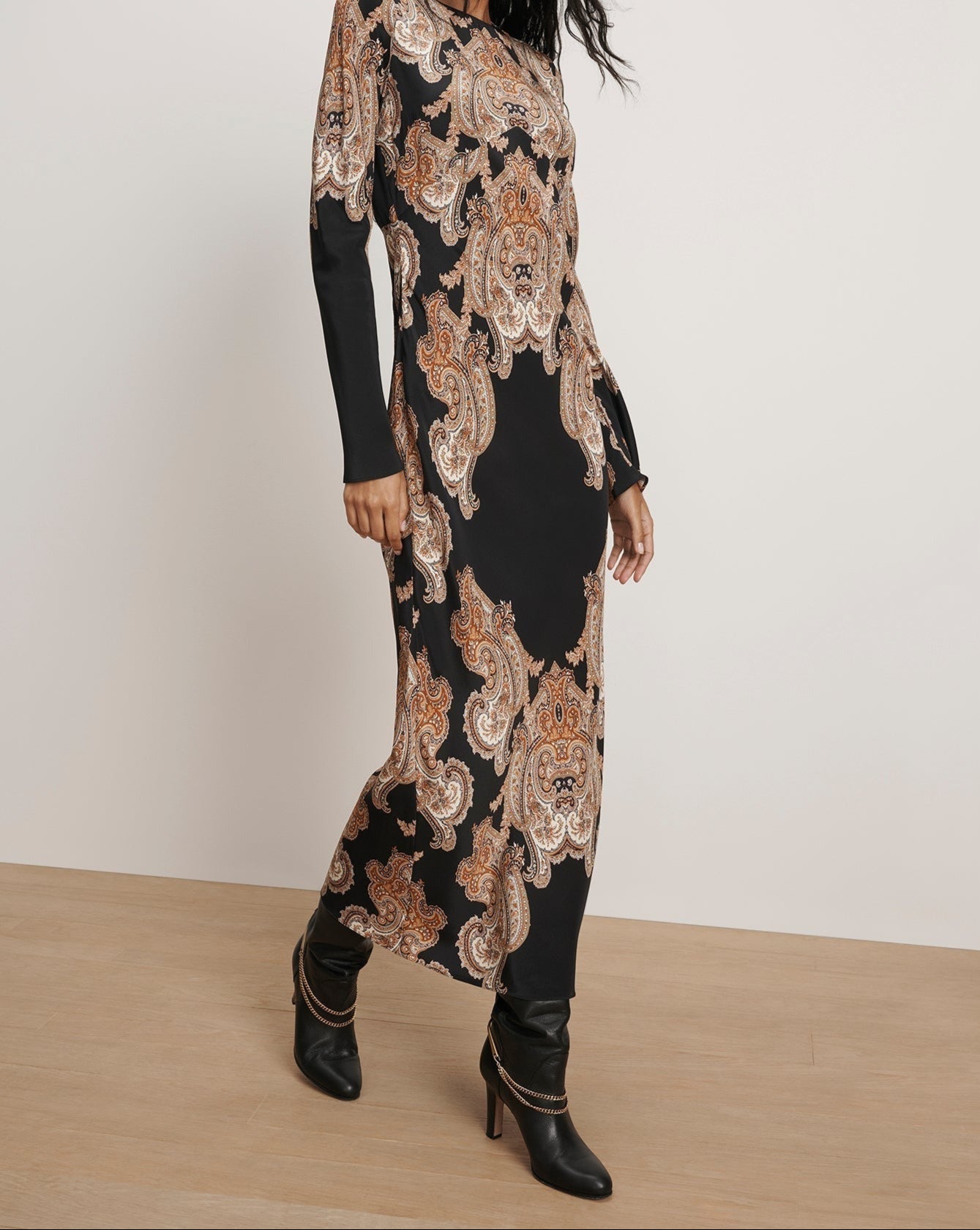 Veronica Beard Lupita Paisley Midi Dress in Black Multi
