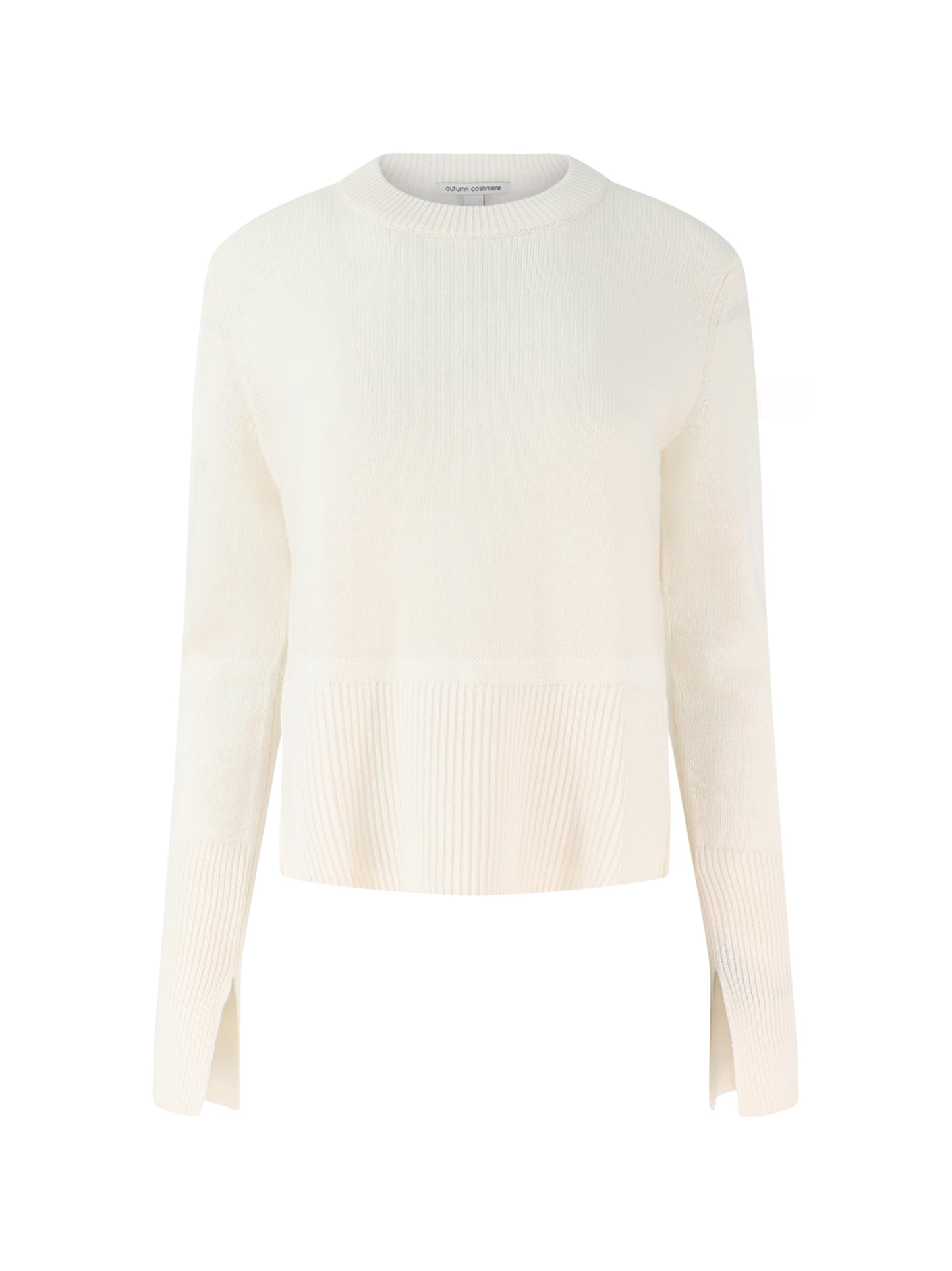 Autumn Cashmere Cropped Boxy Crew With Slits in Chalk