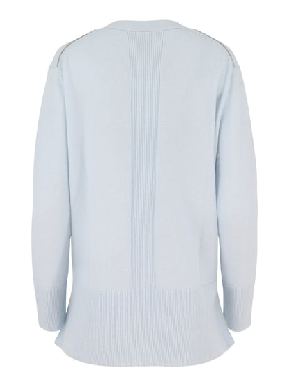 Kinross Cashmere Hi-Low Piped Easy Vee Sweater (More Colors)
