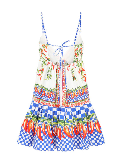 Farm Rio Off-White Picnic Peppers Ainika Organic Cotton Mini Dress