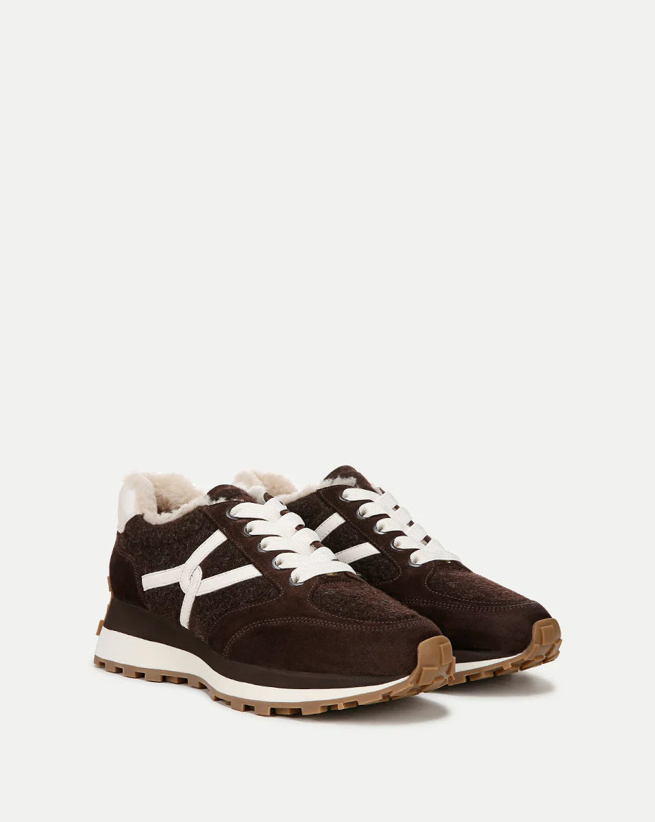 Veronica Beard Valentina Shearling Sneaker in Espresso