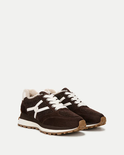 Veronica Beard Valentina Shearling Sneaker in Espresso