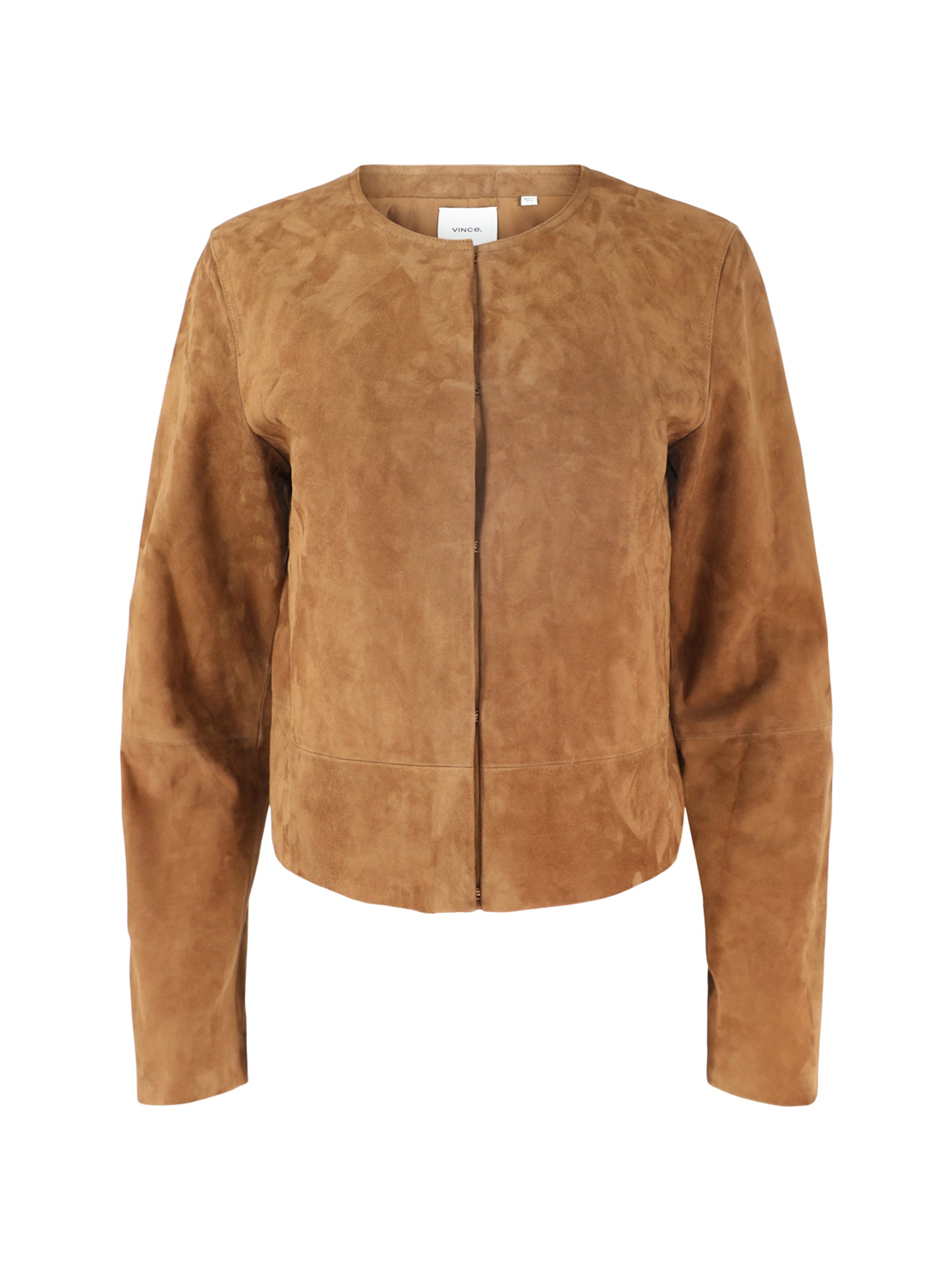 Vince Collarless Cropped Suede Jacket in Camarillo