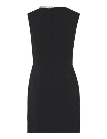 Milly Nyra Crepe Crystal Embellished Dress in Black