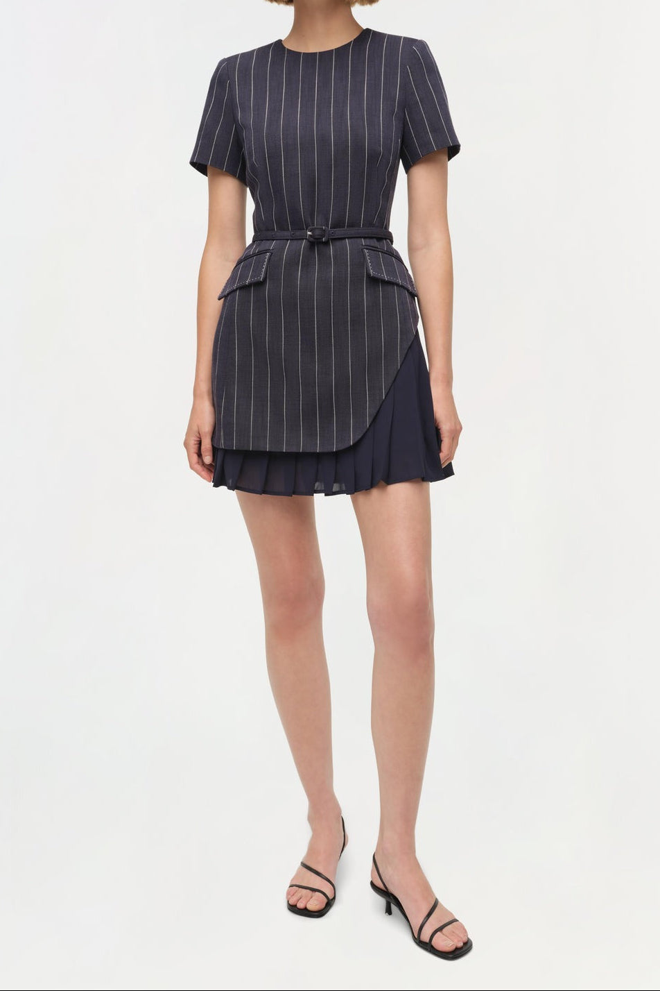 Simkhai Blakely Short Sleeve Mini Dress in Midnight Stripe