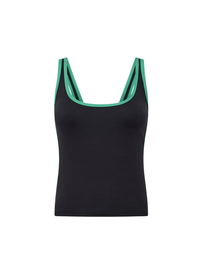 P.E Nation Solis Scoop Tank in Black/Amazon