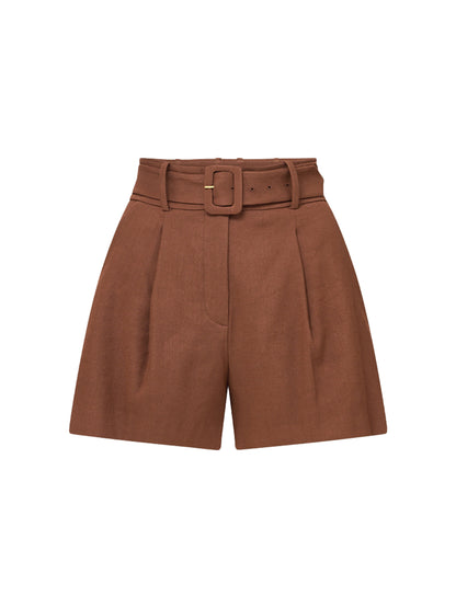 Veronica Beard Piper Stretch-Linen Short in Light Chicory