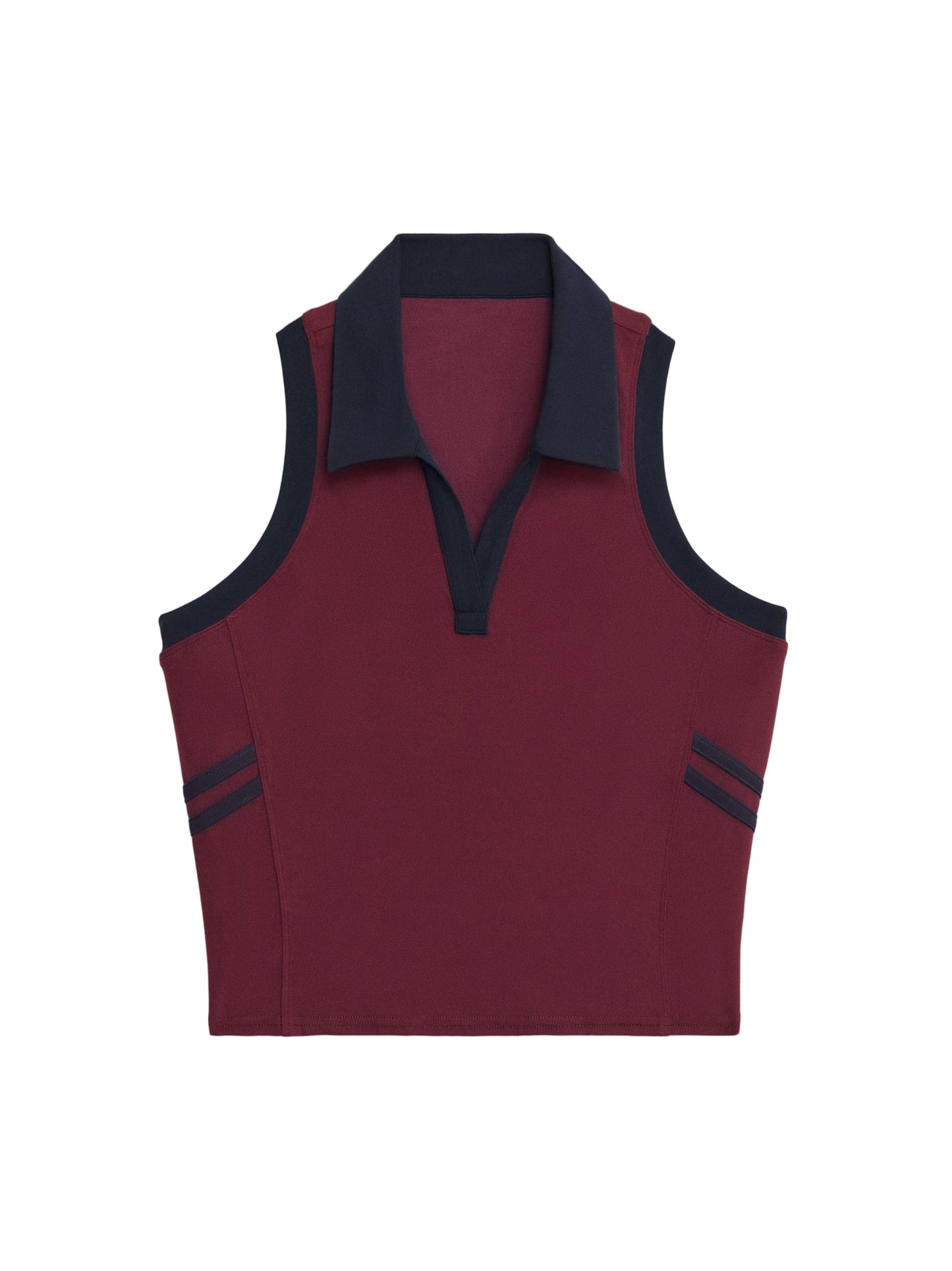 Splits59 Austin Airweight Crop Polo in Dark Cherry/Indigo