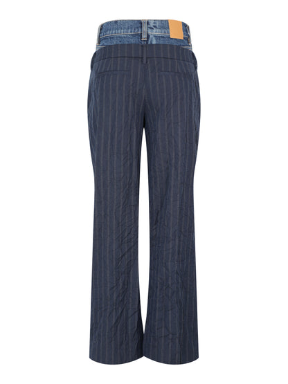 Simkhai Ophelia Double Waistband Combo Pant in Midnight Stripe
