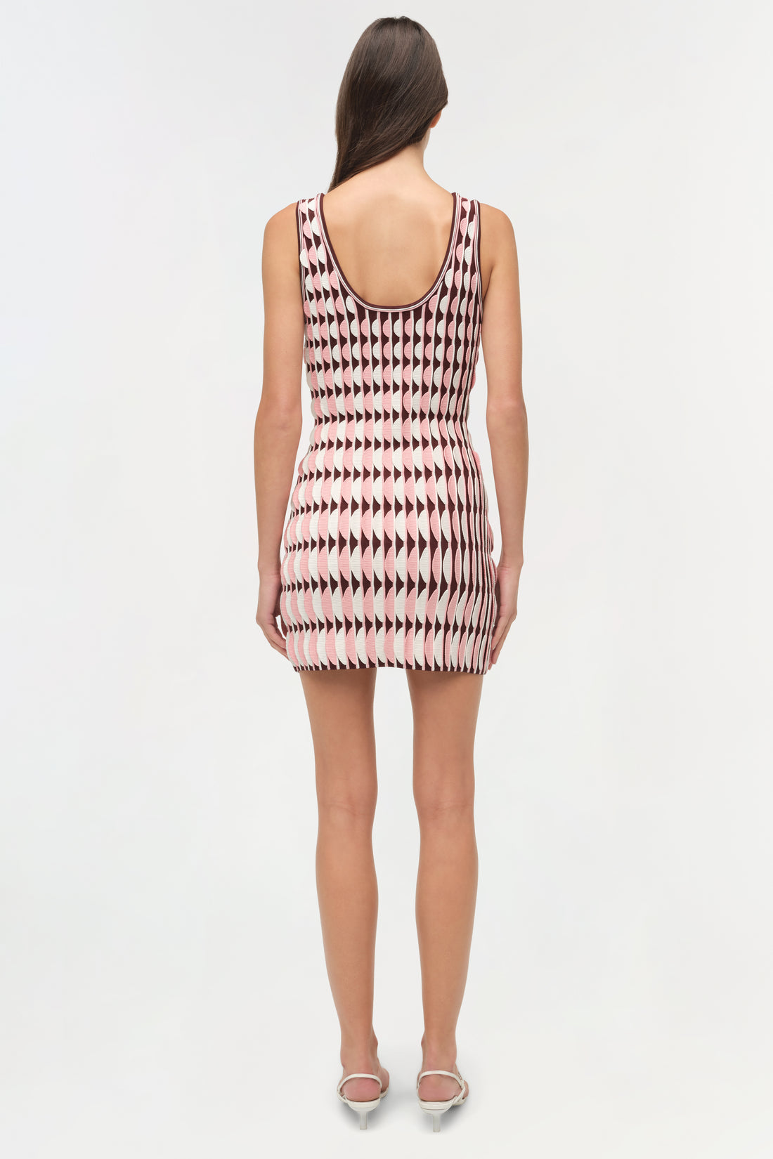 Simkhai Lorien Scalloped Knit Mini Dress in Dusty Rose Multi