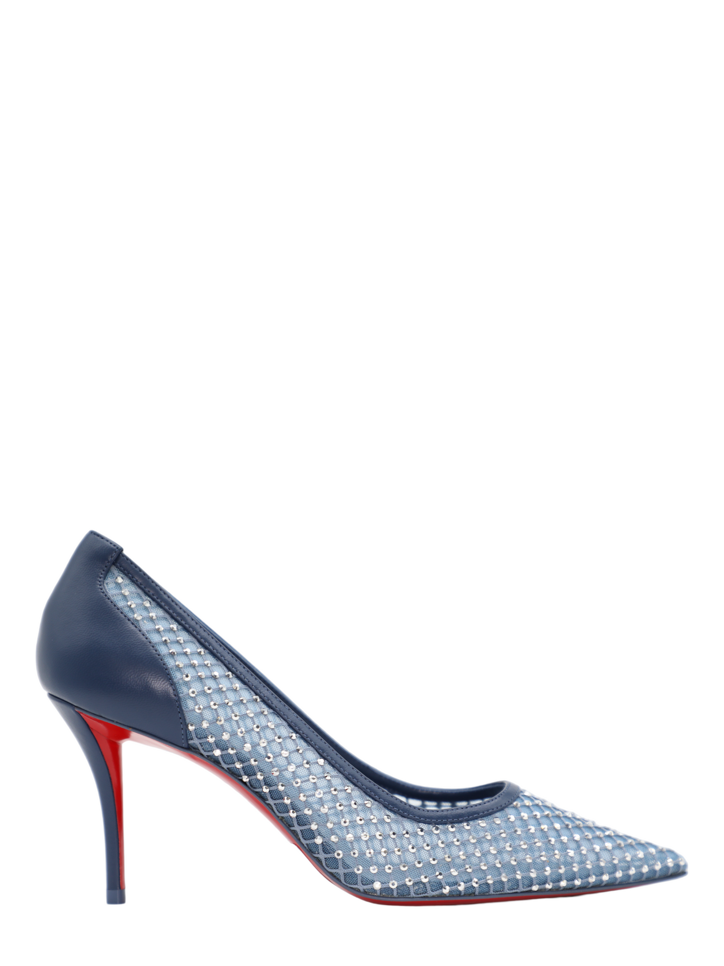 Christian Louboutin Apostropha Mesh Strass 80 Heel in Denim Crystal In Store Only