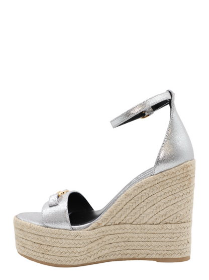 Versace Espadrilles T.120 Calf Leather in Silver/Versace Gold