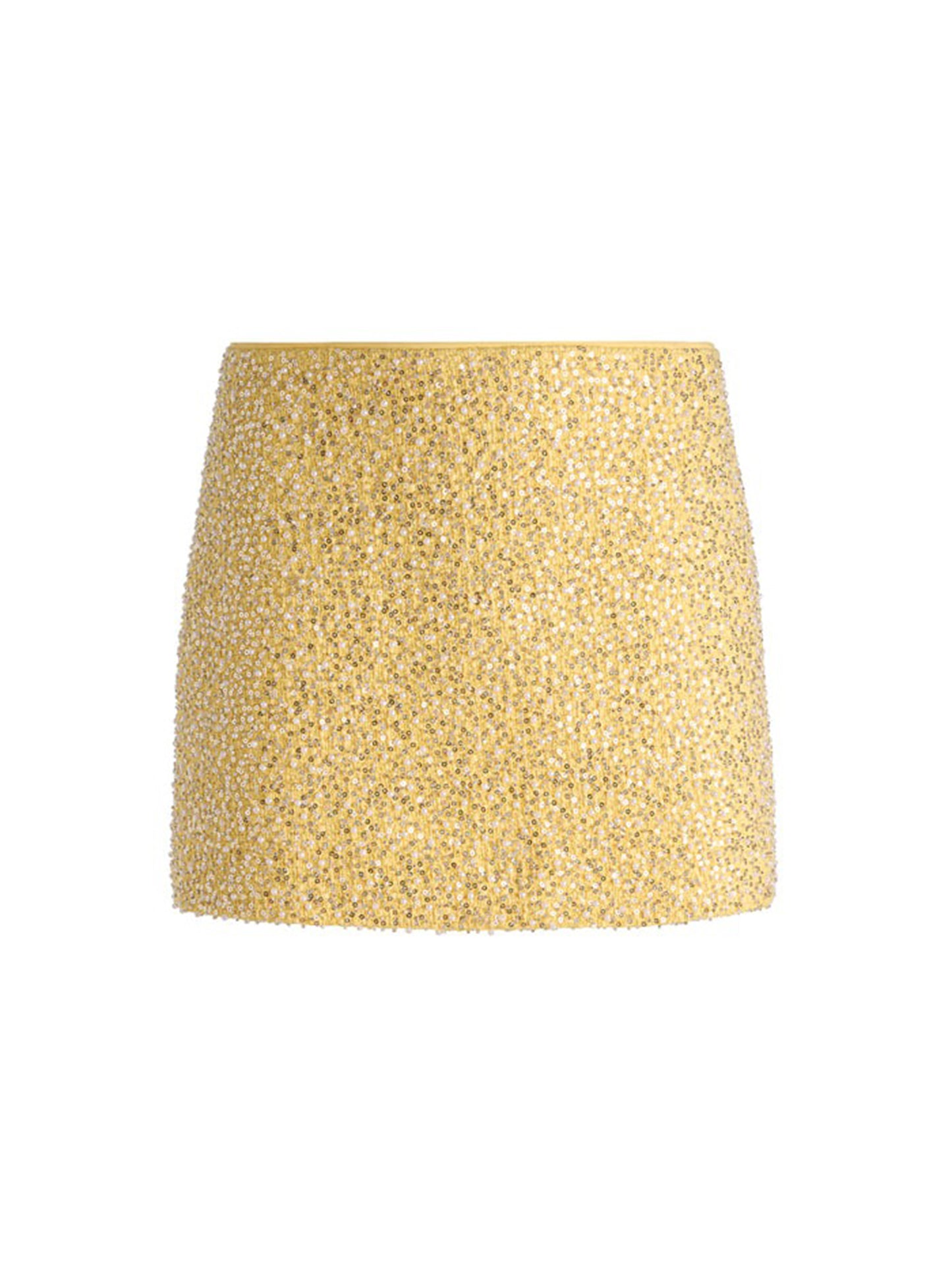 Alice + Olivia Ecenia Embellished Tweed Mini Skirt in Butter