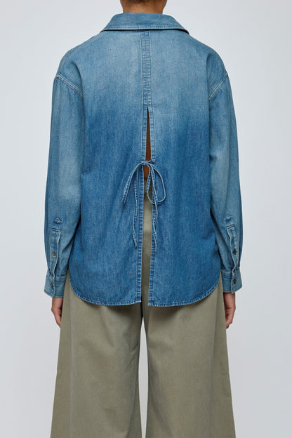 Moussy Vintage Felton Back Design Shirt in Blue