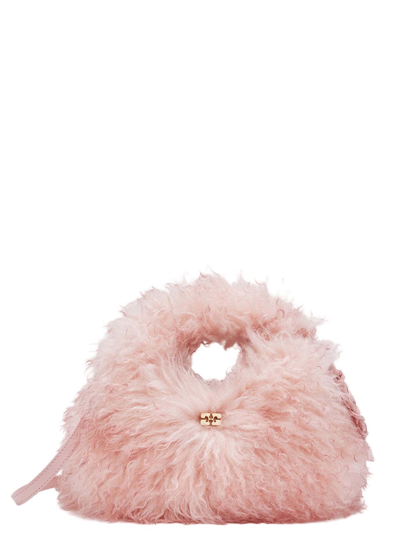 Ganni Hobo Pink Fur Mini Hobo Bag in Mary's Rose