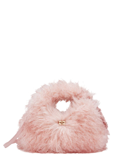 Ganni Hobo Pink Fur Mini Hobo Bag in Mary's Rose