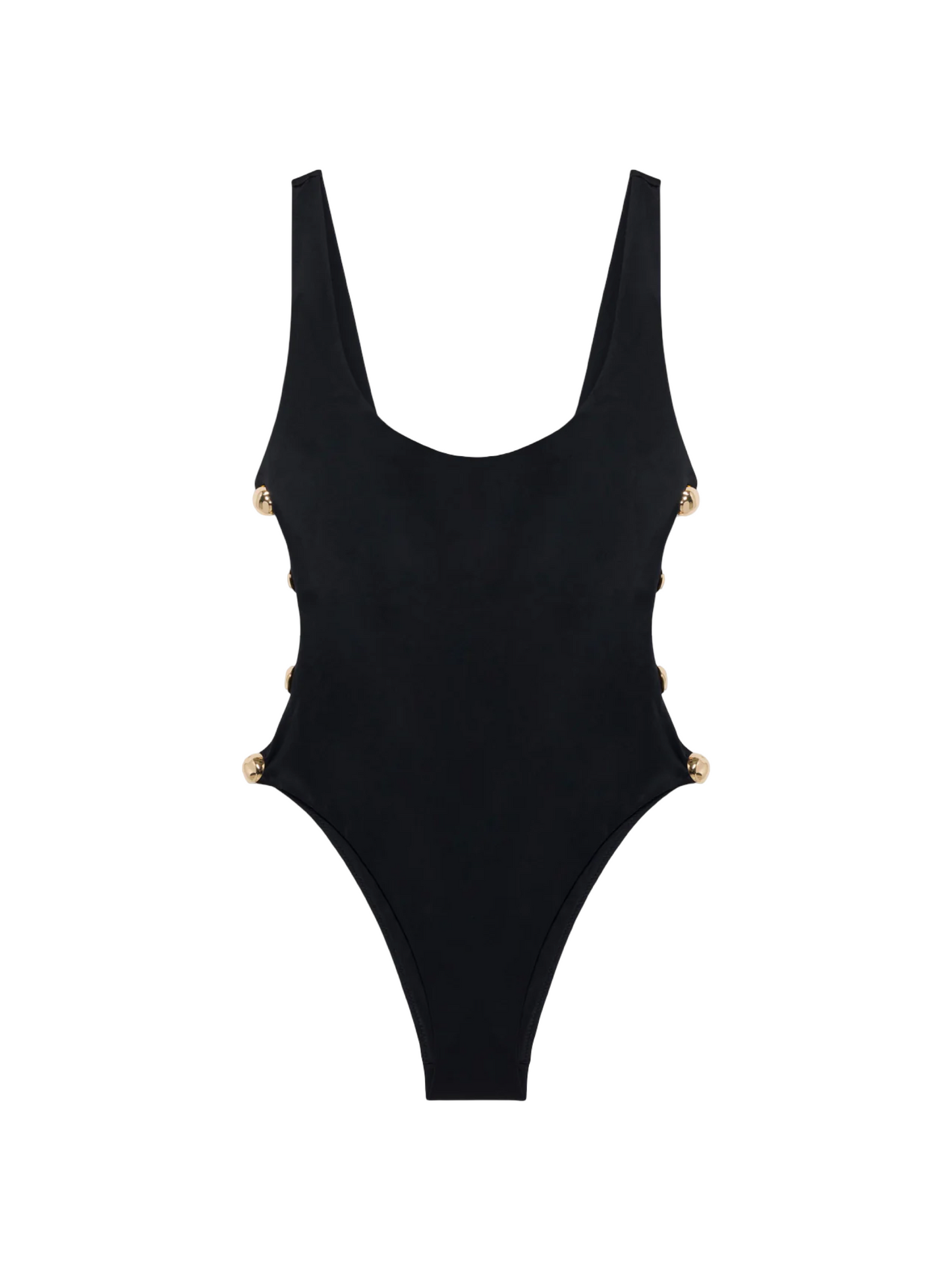 Simkhai Mona Studded Scoop Neck One Piece in Black