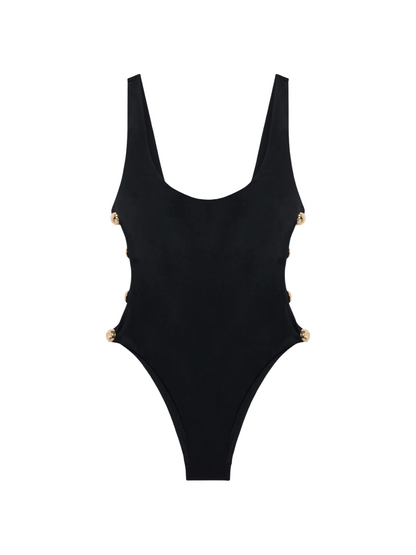 Simkhai Mona Studded Scoop Neck One Piece in Black